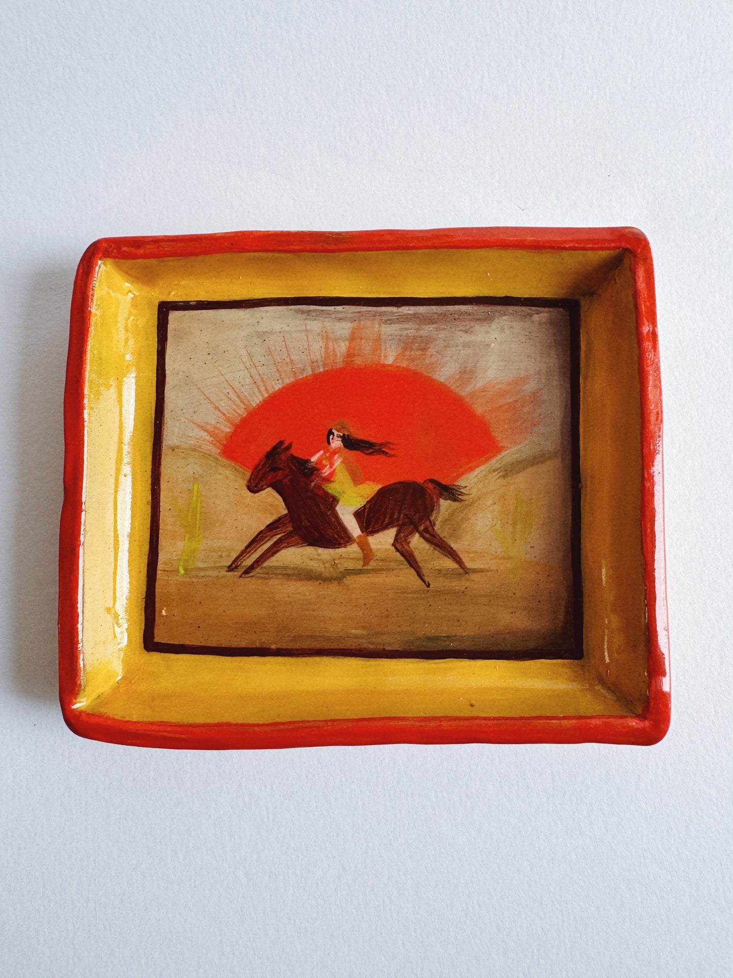 Small Yellow Cowgirl Butter Dish *SECOND*