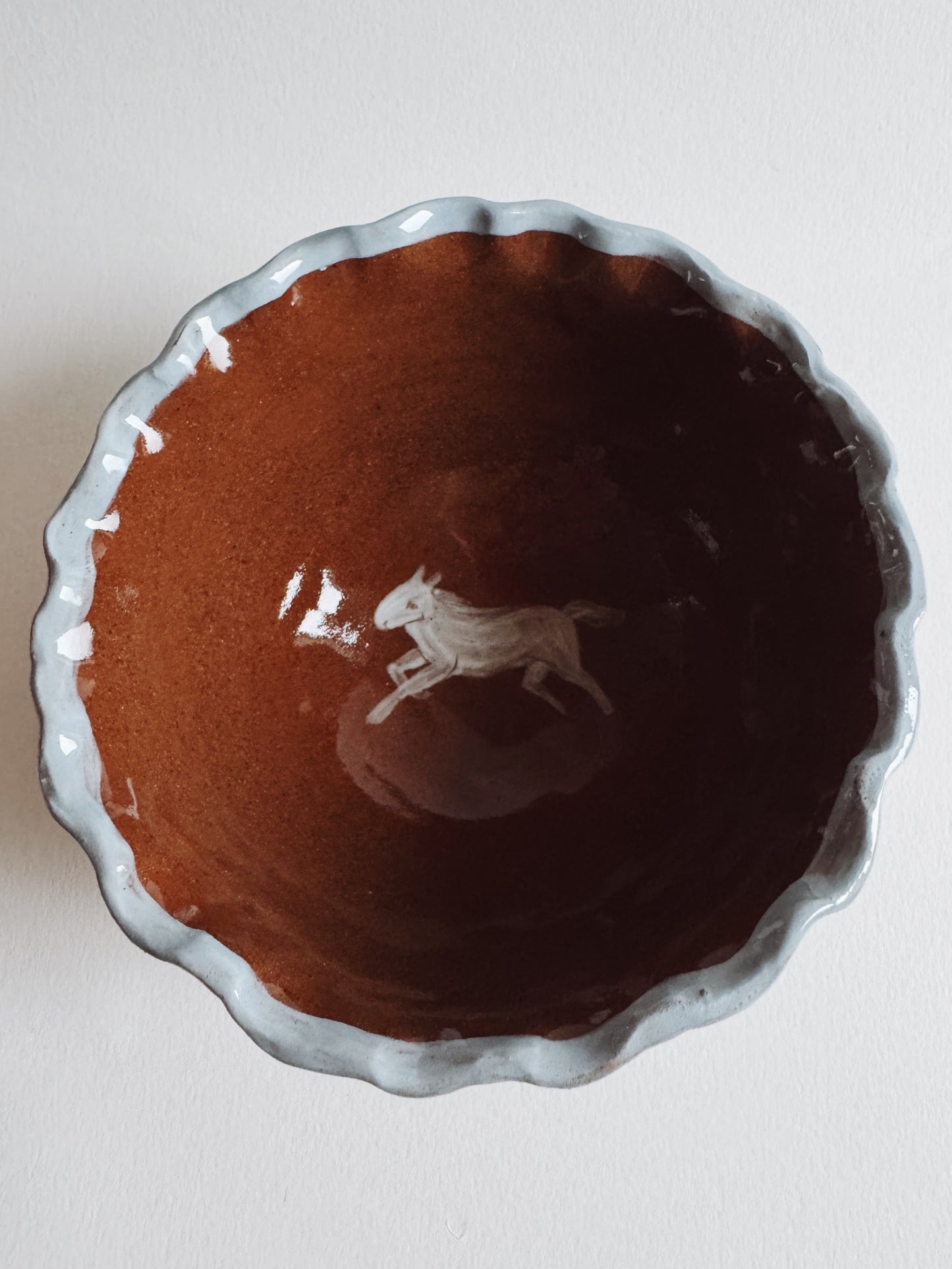 Brown & blue wavy horse Bowl