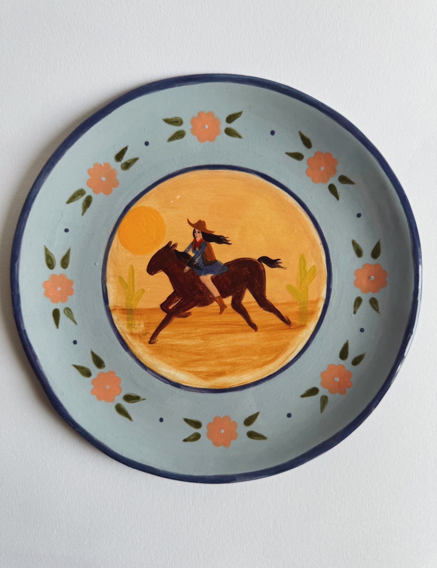Blue Cowgirl Plate   *SECOND*