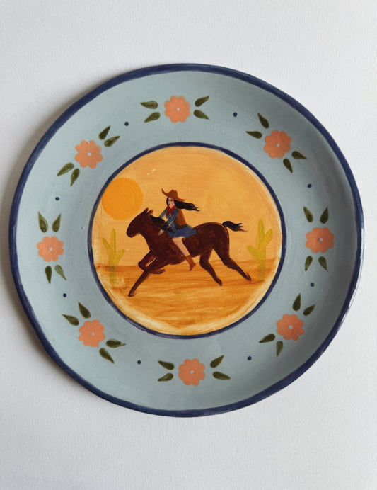 Blue Cowgirl Plate   *SECOND*