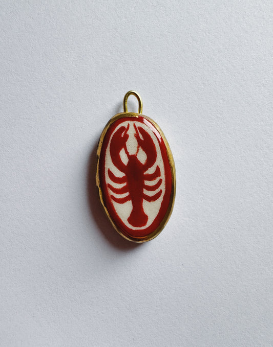 Lobster Pendant - Red Oval