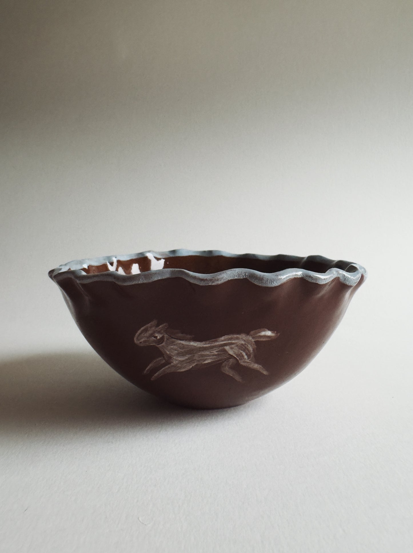Brown & blue wavy horse Bowl
