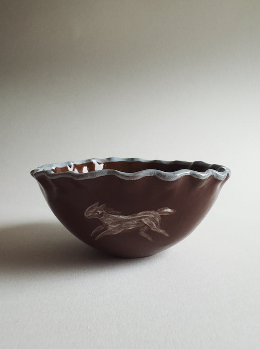 Brown & blue wavy horse Bowl
