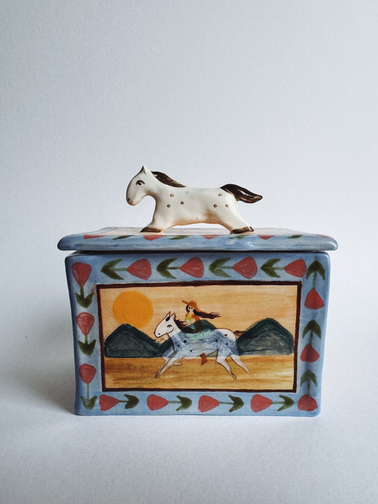 Cowgirl Trinket Box - Blue