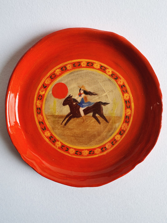 Small Red Cowgirl Plate   *SECOND*