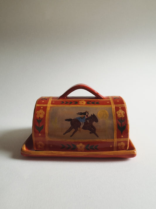 Red & Orange Butter Dish  *SECOND*