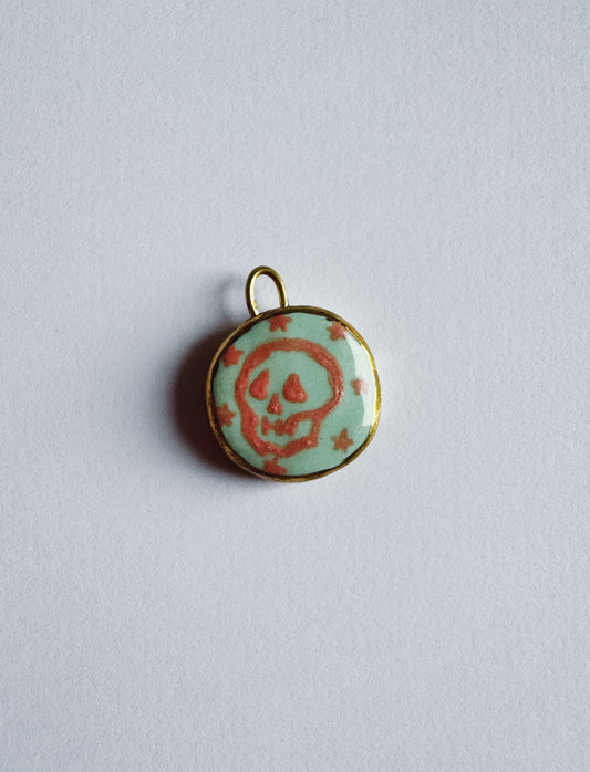 Green & Pink Skull Pendant