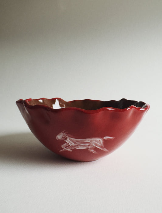 Red wavy horse Bowl